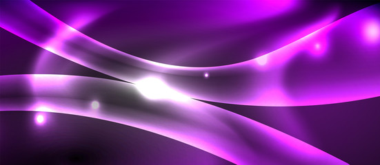 Obraz premium Glossy glowing neon light wave background