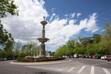 Fototapeta na wymiar Juan de Villanueva fountain in Camoens street in Madrid