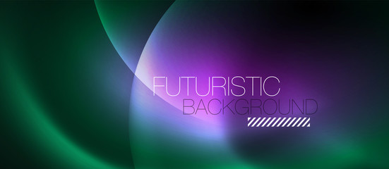 Naklejka premium Neon glowing circles vector abstract background