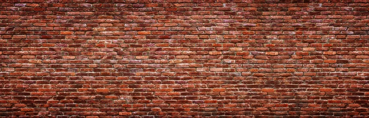 Photo sur Plexiglas Mur de briques Mur de briques anciennes, vue panoramique. Texture de pierre grunge.