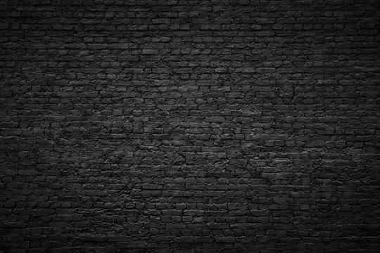 black brick wall background, vintage stone texture