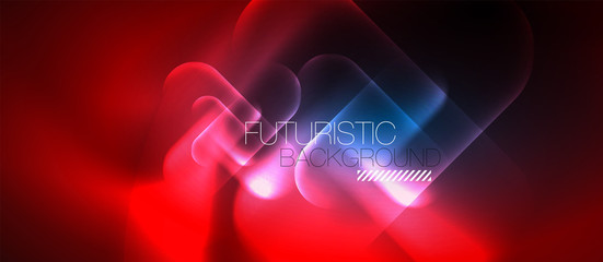 Blue neon round shapes techno background