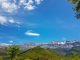 spring in mountain Tzoumerka green hills blue sky,village Lepiana , Arta perfecture Greece