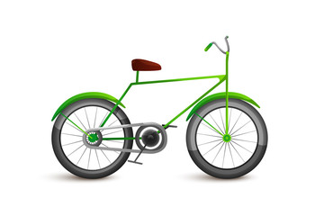 Fototapeta premium Bicycle flat cartoon color vector illustration isolated on white background