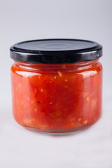 Canning Food Jars of Canned Vegetables Preserved in Glass Storage