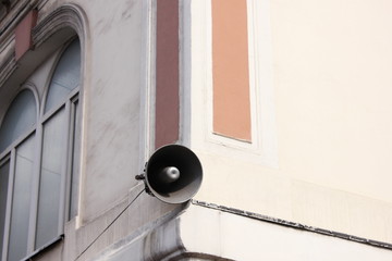Loudspeaker on the building. Information and communication.