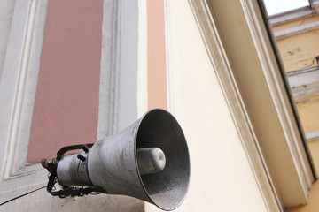 Loudspeaker on the building. Information and communication.