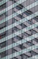 Building is reflected in a glazed modern building office center. Europe, Bulgaria, Sofia