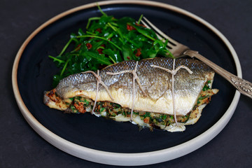 Stuffed sea bass 