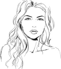 Watercolor fashion illustration with beautiful girl