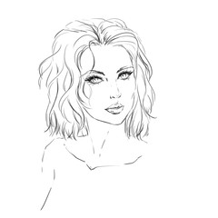 Watercolor fashion illustration with beautiful girl