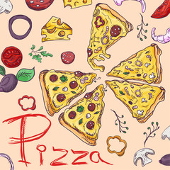contour color cover_15_background illustration, on the theme of Italian cuisine pizza, for decoration and design sticker of ingredients