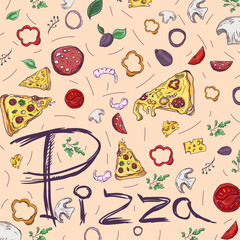 contour color cover_24_background illustration, on the theme of Italian cuisine pizza, for decoration and design sticker of ingredients