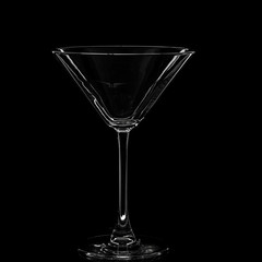 vermouth martini glass empty on a black background