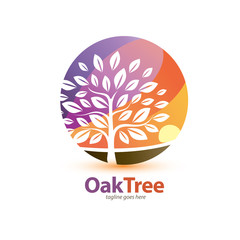 tree stylized symbol, logo or emblem template, eco end environment concept