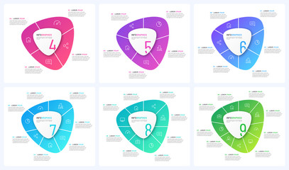 Set of vector circular infographic templates in the form of abstract shapes