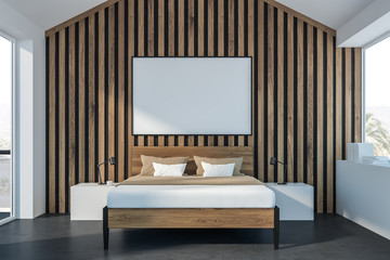 Attic bedroom interior with poster