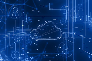 Cloud computer and people network background