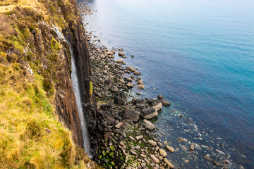 Sunny day at Kilt Rock Waterfall, Isle of Skye, Scotland