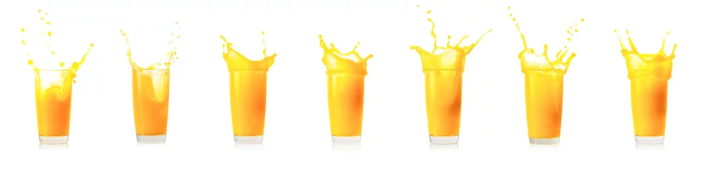 Deurstickers Splash collection in glass of orange juice © alexlukin
