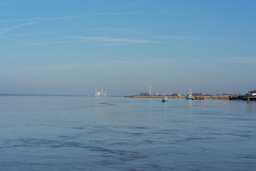 the Loire estuary from the port of Paimboeuf with the industrial zone of Saint-Nazaire in the background