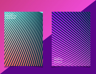 Vector illustration of bright color abstract pattern background with line gradient texture for minimal dynamic cover design. Can be used in website, magazine or advertising. Colorful background.