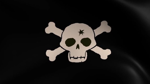 Jolly Roger Pirate Ship Flag. Seamless looping