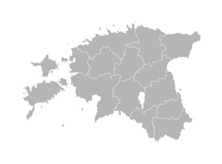 Vector isolated illustration of simplified administrative map of Estonia. Borders of the provinces (regions). Grey silhouettes. White outline