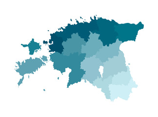 Fototapeta na wymiar Vector isolated illustration of simplified administrative map of Estonia. Borders of the regions. Colorful blue khaki silhouettes