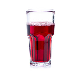 Cherry juice in a glass on white background isolation