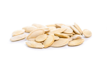 Pumpkin seeds healthy on a white background isolation