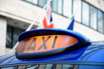 Taxi car in London - selective focus