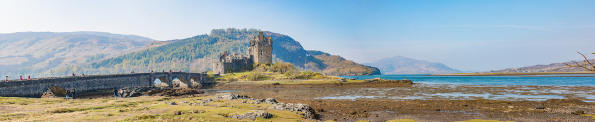 Fototapeta na wymiar Eilean Donan Castle (Eilean Donnain) near Dornie Highlands Isle of Skye Scotland