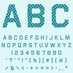 Font with green polka dots texture for english retro poster