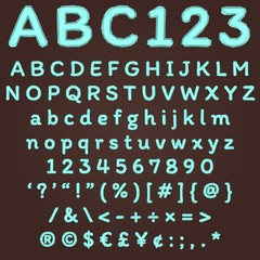 Low poly 3d font with cyan polygonal geometric abstract shapes