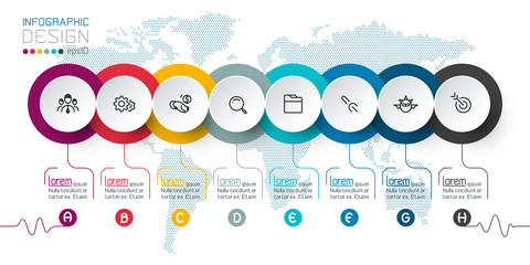 Business circle labels shape infographic groups bar.