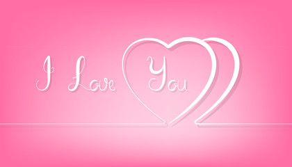 Abstract couple line heart on pink background.
