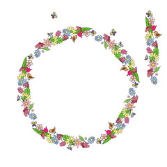  doodle floral tangle  round, circle, card, greeting, flower, nature, tangle, plant, different, miscellaneous, bunch, meadow, field, leaf, template, frame, blank, garland, branch, ornament, wreath