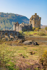 Fototapeta na wymiar Eilean Donan Castle (Eilean Donnain) near Dornie Highlands Isle of Skye Scotland