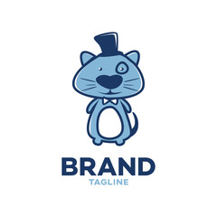 Modern logo cartoon character of a cat in a top hat