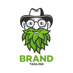 Modern logo old man with a beard of leaves