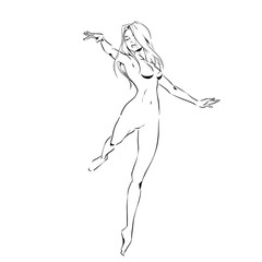 Obraz na płótnie Canvas Dancing woman, elegant silhouette