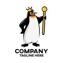 Modern royal penguin mascot logo
