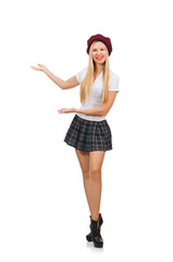 Woman in fashion concept isolated on white