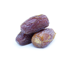 Fresh Medjool dates isolated on white background     