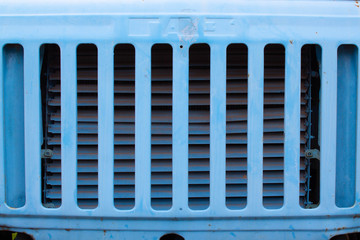 grill of an old truck close up