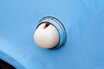 turn signal of an old truck close up