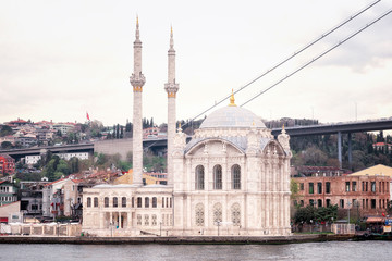 Fototapeta na wymiar Grand Imperial Mosque of Sultan Abdulmecid or Ortaköy Mosque, stanbul, Turkey.