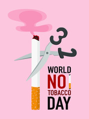 World on tobacco day. May 31, stop smoking from the picture as a cigarette cutting scissors