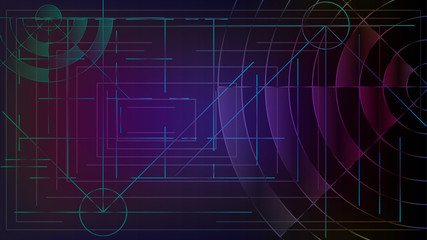 Background reflecting the modern era of computer technology. Color connects the imagination with space flights or the spacecraft screen.